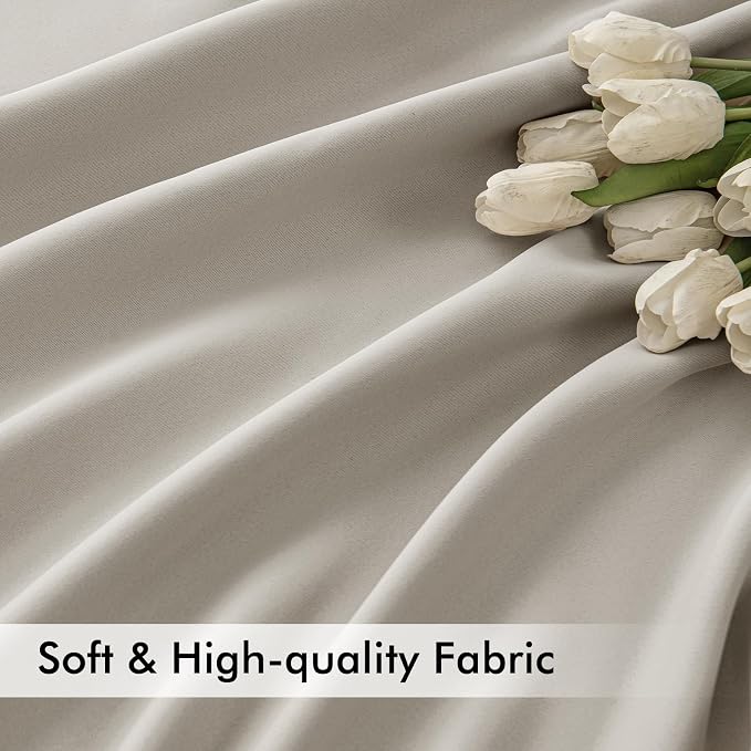 MIULEE Natural Back Tab Blackout Curtains 52x108 Inch Long 2 Panels Set | Rod - Image 6