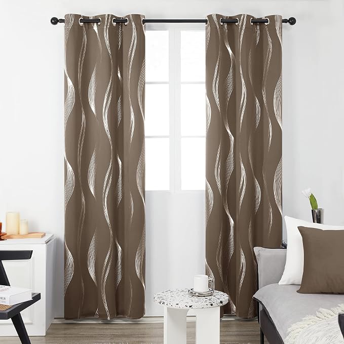 Deconovo Curtains for Living Room, Pattern Blackout Curtains 72 Inches Long | - Image 2