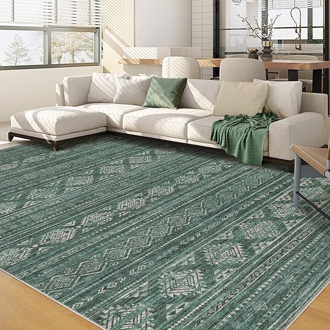 Nakagishi Boho 5x7 Area Rug Living Room Rugs Machine Washable Green | Soft by NakagishiAreaRug