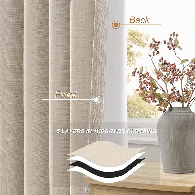 Topfinel Pinch Pleated Curtains Blackout 105 Inches Long, Thermal Insulated - Image 5