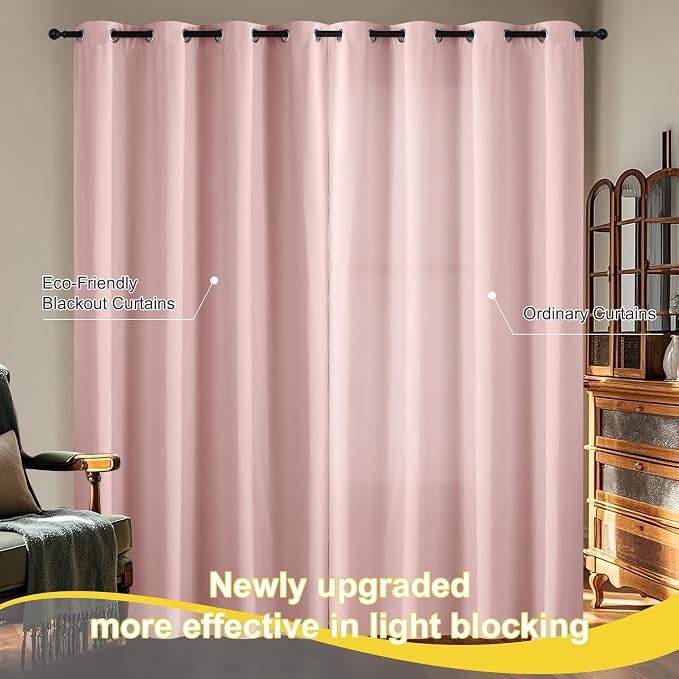 NICETOWN 100% Blackout Pink Nursery Curtains - Image 8