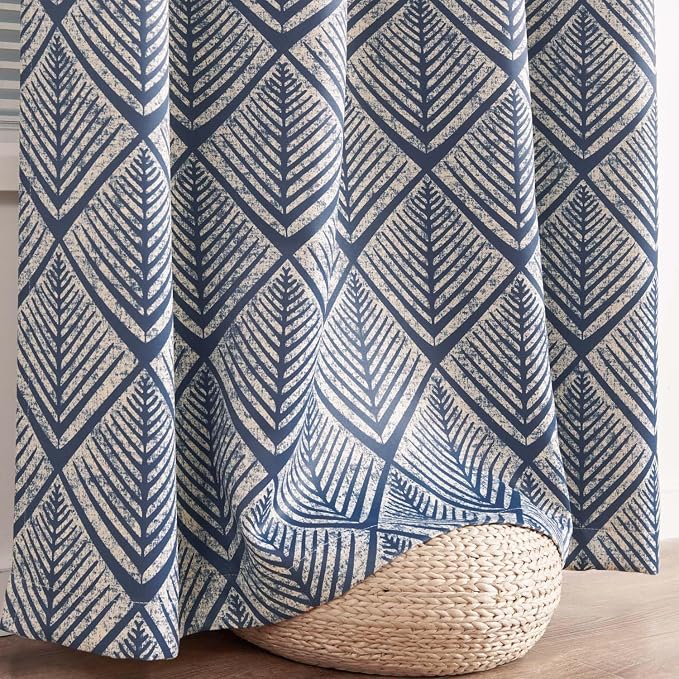 jinchan Blue Blackout Curtains Geometric Patterns Grommet 72 inch 2 Panels | - Image 6