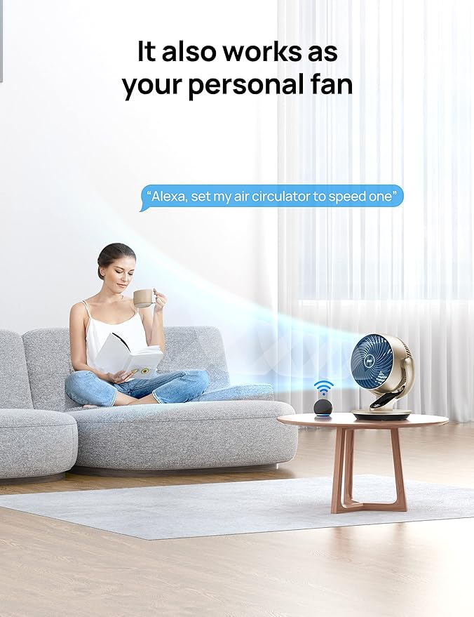 Dreo Smart Desk Fan for Bedroom, 13" Powerful 70 ft Whole Room Air Circulator Fan, 120°+90° Oscillating Fans with Voice Control, 4 Speeds, 5 Modes, 12H Timer Portable Table Fan for Office, Home