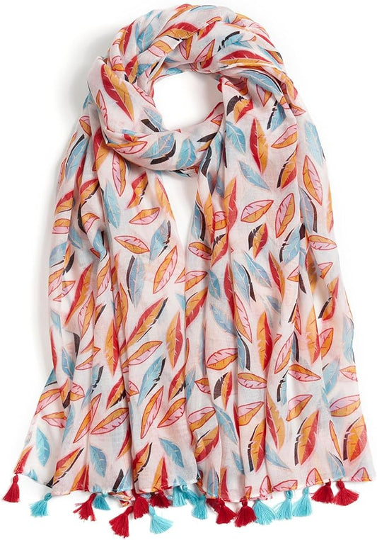 Scarf for Women Lightweight Soft Floral Leopard Printed Scarves Fall Winter Fashion Shawl Wrap with Fringe