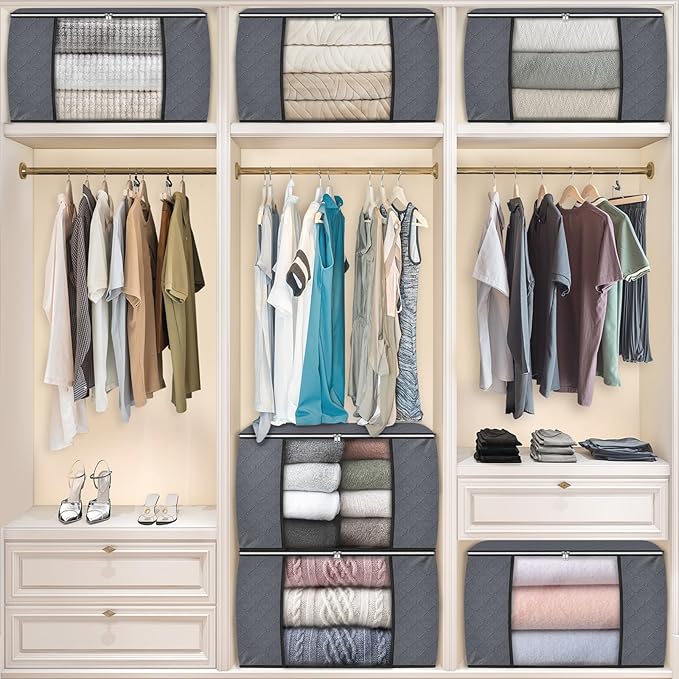 90L Clothes Storage, Foldable Thick Fabric Blanket Storage Bags | Foldable - Image 6