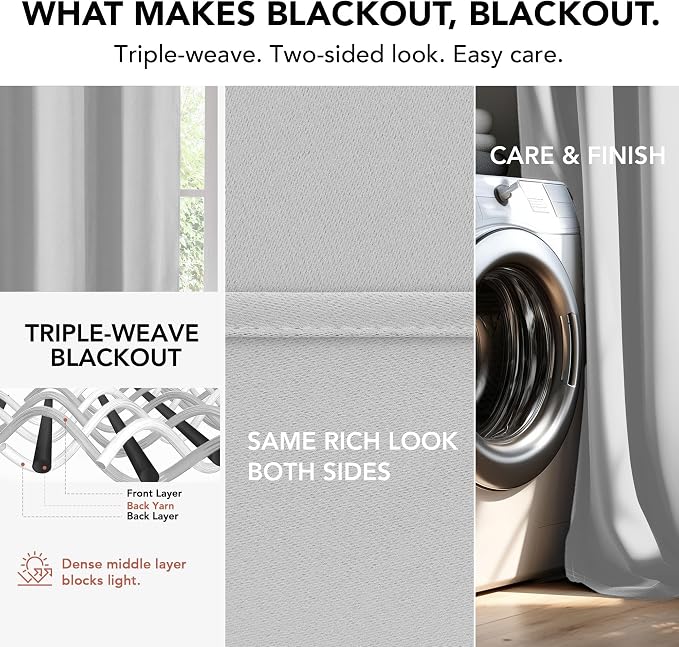 Deconovo Blackout Curtains for Bedroom and Living Room 84 Inches Long | Black - Image 6
