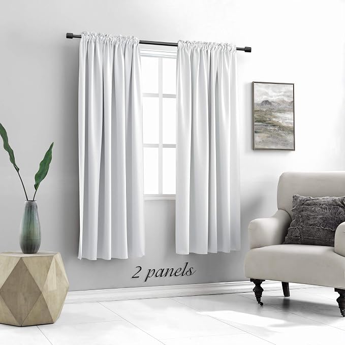 Greyish White Room Darkening Window Curtain Panels - Image 2