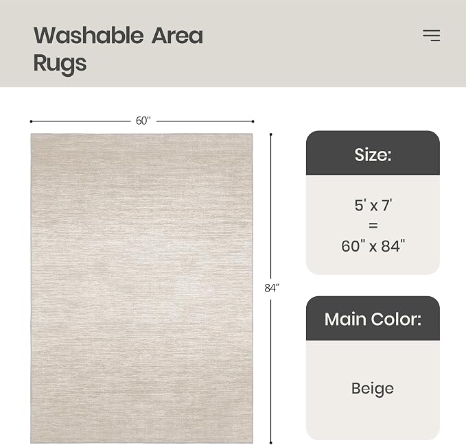 Washable Rugs 5x7, Non Slip Large Area Rugs - Image 2
