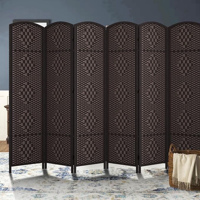 RHF Room Divider Panel, 6 Panel Partition Room Dividers Screen, Dark Mocha | - Image 5