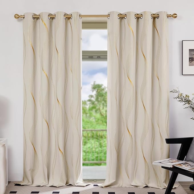 Deconovo Curtains for Living Room, Pattern Blackout Curtains 108 Inch Long | by Unknown