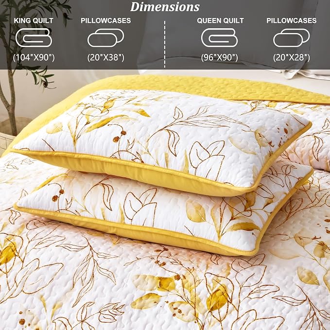 Anibedding Queen Quilt Set, Mustard Yellow Coverlet Set, Women Lightweight - Image 6