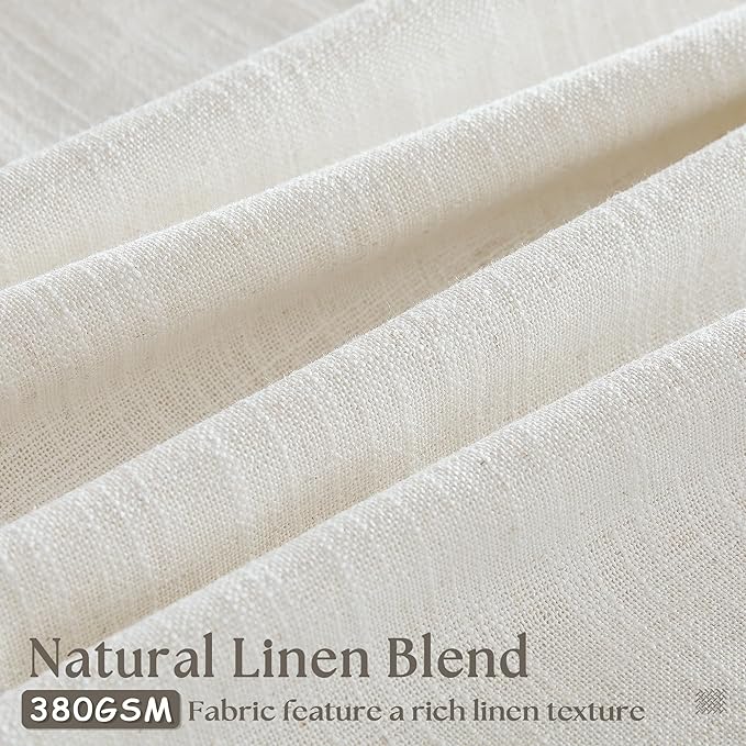 Natural Pinch Pleated Linen Curtains 126 Inches Long 2 Panels for Living Room Bedroom Memory Training Shaped Semi Sheer Pleat Drapes Hooks Rings Light Filtering Window Curtain 40x126