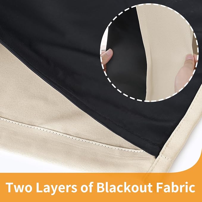 YoungsTex 100% Blackout Curtains 40 Inches Long, Thermal Insulated Black Out - Image 6