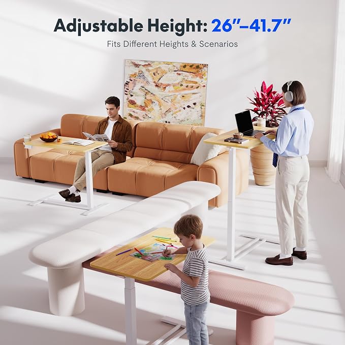 FLEXISPOT H7 28" Pneumatic Height-Adjustable Overbed Table - Image 3