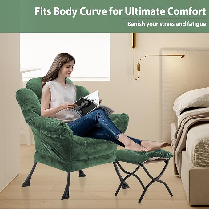 Youtanic Lazy Chair with Folding Ottoman, Accent Chair Plush Upholstered with - Image 5