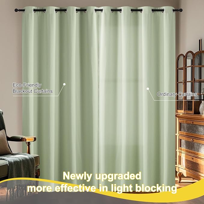 NICETOWN Light Green 100% Blackout Curtains 84 inch Long - Image 6
