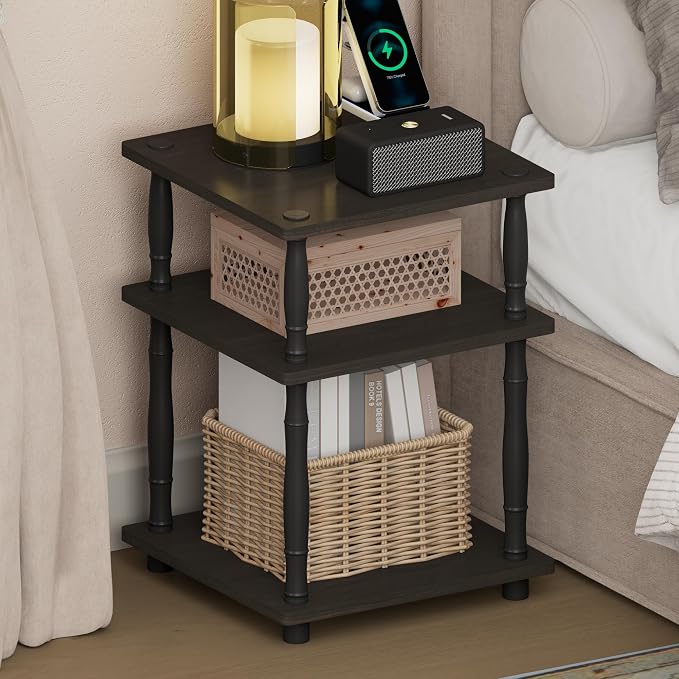 Furinno Turn-N-Tube Toolless 3-Tier Night Stand, Square Nightstand, Open Shelf by Furinno-FitsYourSpaceFitsYourBudget