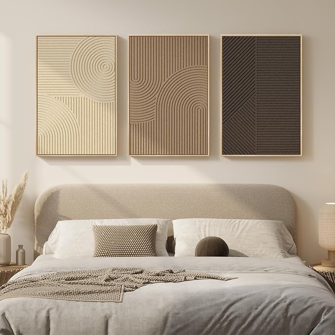 Large 3D Textured Framed Boho Neutral Wall Art - Image 6