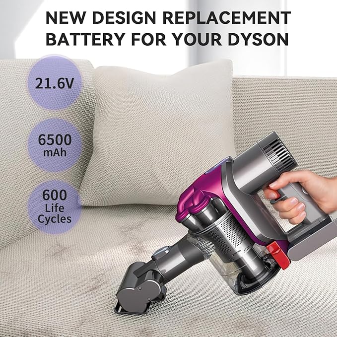 Morpilot 22.2V 6500mAh Upgrade Replacement Battery for DC35, Compatible with DC31 DC34 DC35 DC44 DC45 917083-01 Handheld Vacuum Cleaner, Includes 2 Filters(Not Applicable to Type B)