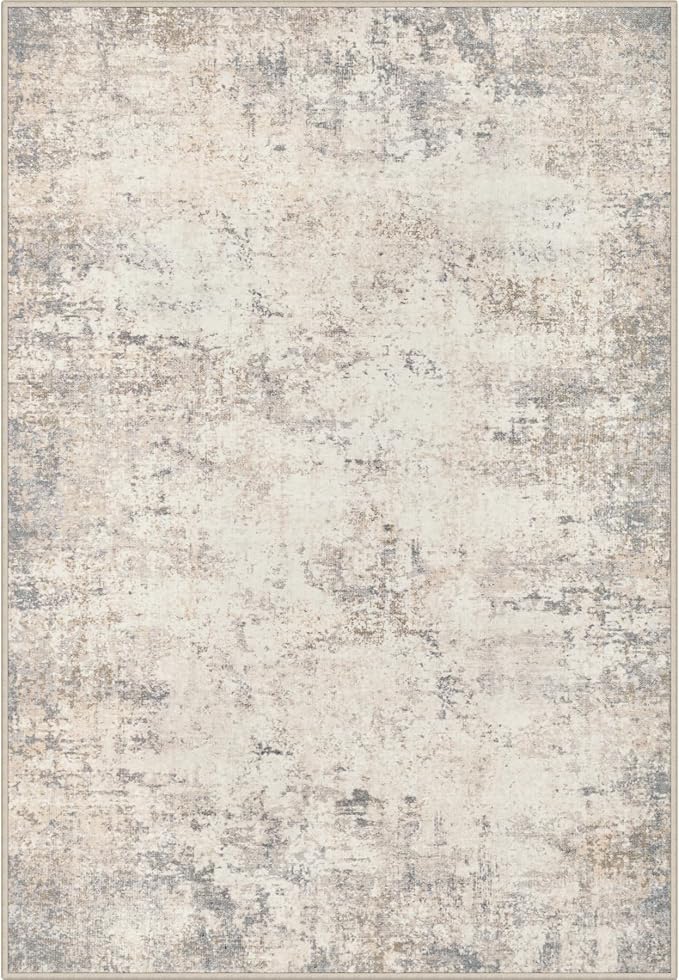 Area Rug Living Room: 6x6 Modern Washable Soft Carpet Brown Beige | by FXRHLP