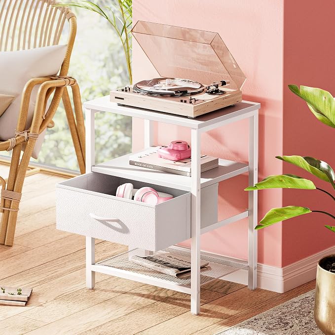 Huuger Night Stand with 2 Drawers, Bed Side Table with Open Shelf | Bedroom - Image 4