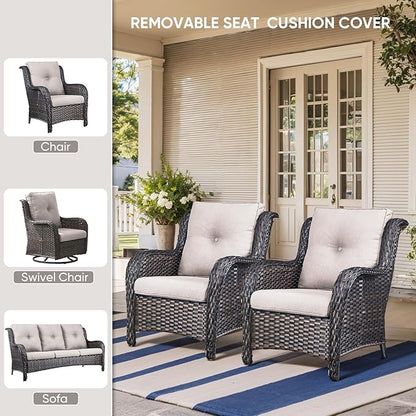 10-Piece Outdoor Patio Cushion Set - Fade & Water Resistant with Removable Olefin Cover, 22x24x4 Inch Memory Foam Cushions for Wicker Sectional Sofa – Beige/Buckle