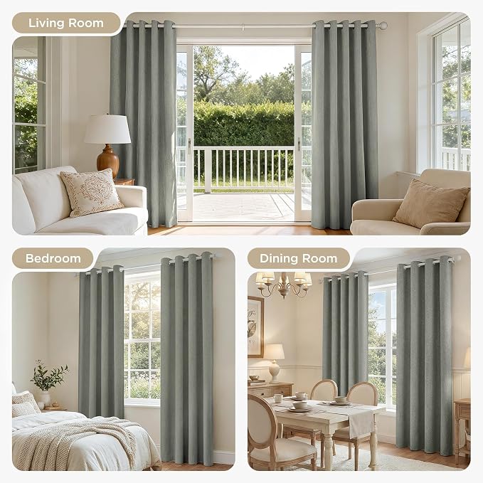 Joydeco Dark Grey Black Out Curtains 84 Inch Long 2 Panels Set, Faux Textured - Image 7