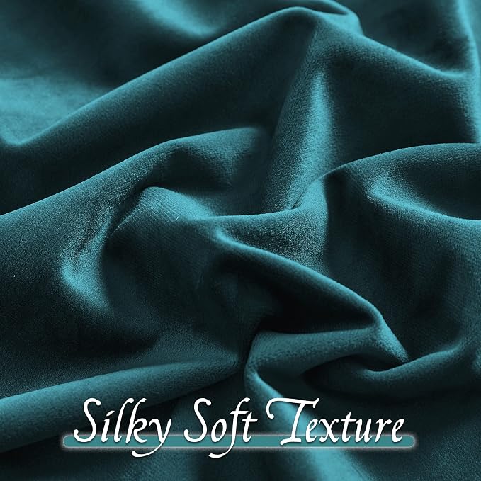 RYB HOME Teal Velvet Blackout Curtains 90 inches - Image 6