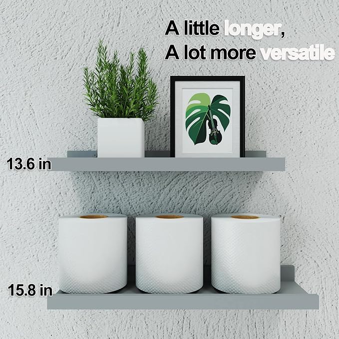 Grey Floating Shelves for Wall Decor, 14 in Shelf - Image 5