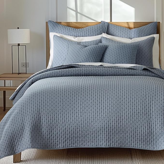 Levtex Home - Cross Stitch Chambray Quilt Set - Twin Quilt + One Standard - Image 2