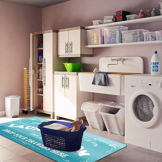 Zoke Laundry Room Rug Runner Stylish Non-Slip Laundry Room Mat 24"x72", Versatile, Waterproof Runner for Laundry, Kitchen, and Bathroom, Mudroom Decor and Farmhouse Charm