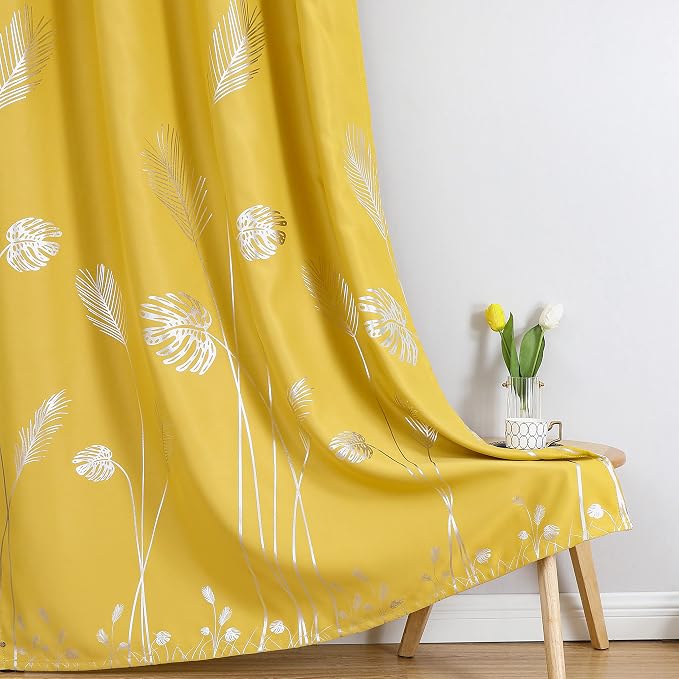 Yellow Blackout Curtains for Living Room, Room Darkening Curtains - Image 7