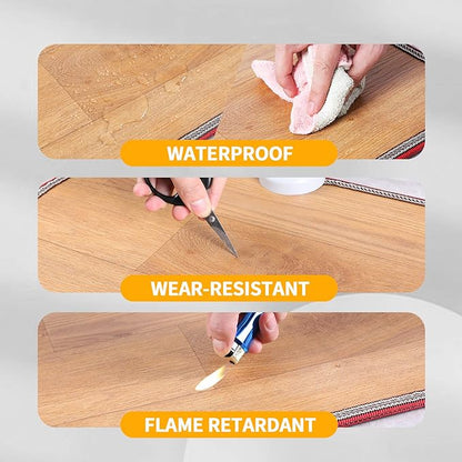 AC 110V Heated Floor Mat for Foot, Wood Stripe Carbon Crystal Heating Pad, Electric Heated Foot Warmers for Office, Home Brown