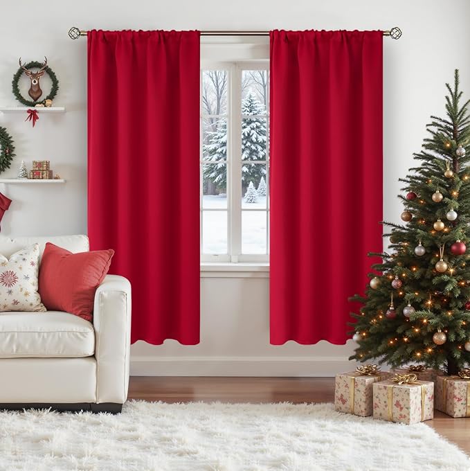 BGment Red Blackout Curtains for Bedroom 72 Inches Length - Image 3