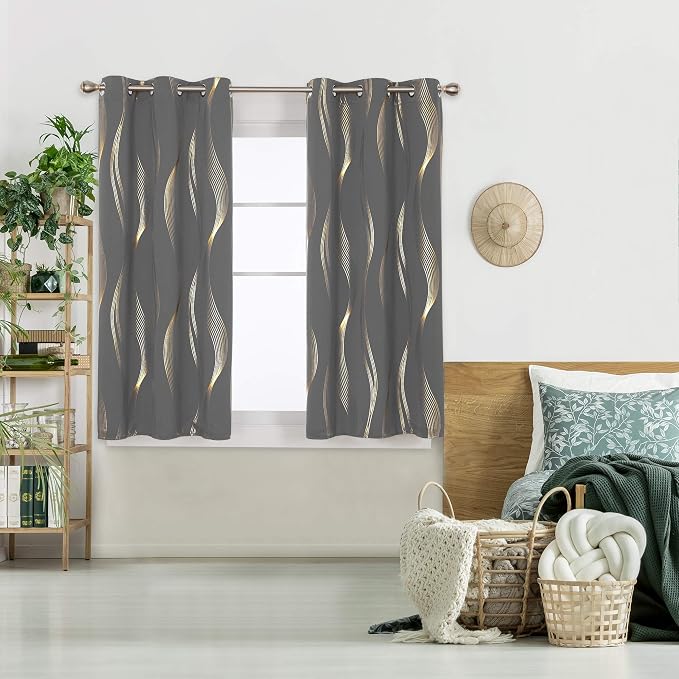 Deconovo Curtains for Living Room, Pattern Blackout Curtains 63 Inches Long | - Image 2