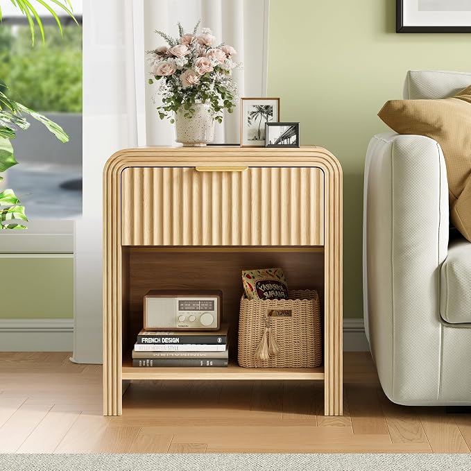 Decofy Fluted 1-Drawer Nightstand Set of 2 - Image 2