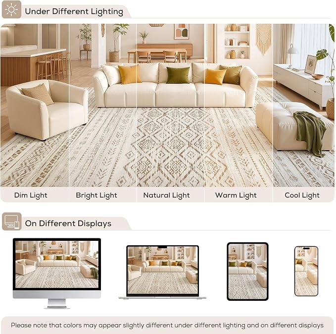 Nakagishi Area Rug Living Room Rugs: 10x14 Large Soft Machine Washable Boho - Image 9