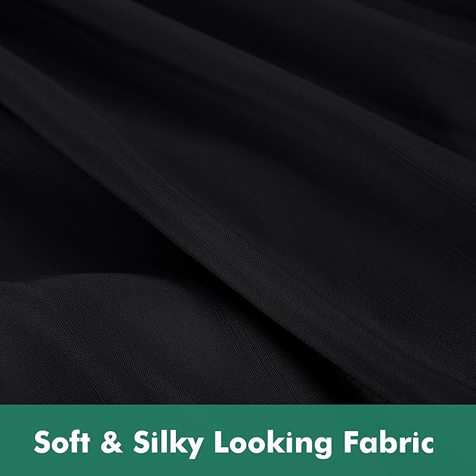 Biscaynebay Wrap Around Bed Skirts with Split Corners for Twin/Twin XL Beds 18" Drop, Black Adjustable Elastic Dust Ruffles Easy Fit Wrinkle Resistant Silky Luxurious Fabric Machine Washable
