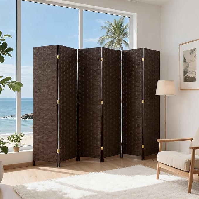 FDW Room Divider Wood Screen 6 Panel Folding Portable Partition Screens Wooden - Image 2