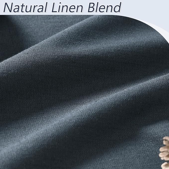 100% Blackout Linen Curtains 63 Inch Length 2 Panels Set - Image 3