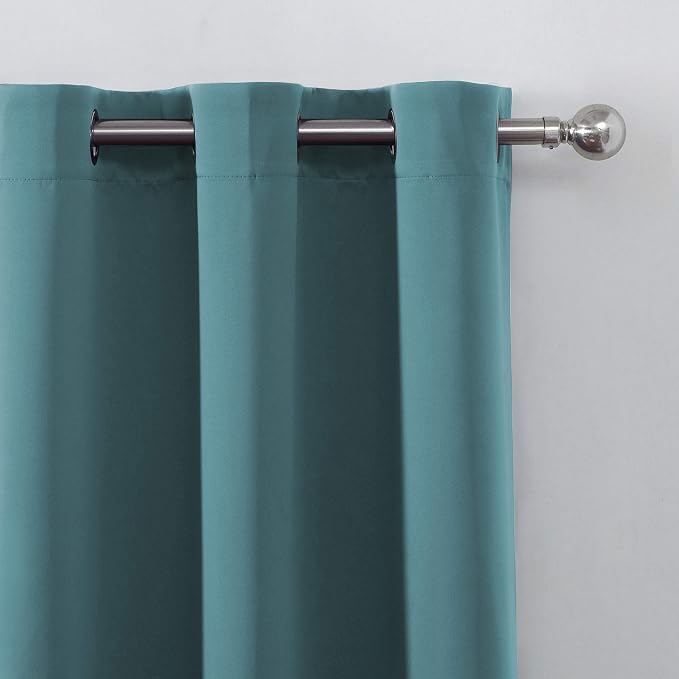 Blackout Curtains 66 x 95 inch/Sea Teal Curtains Set of 2 Panels/Thermal - Image 7