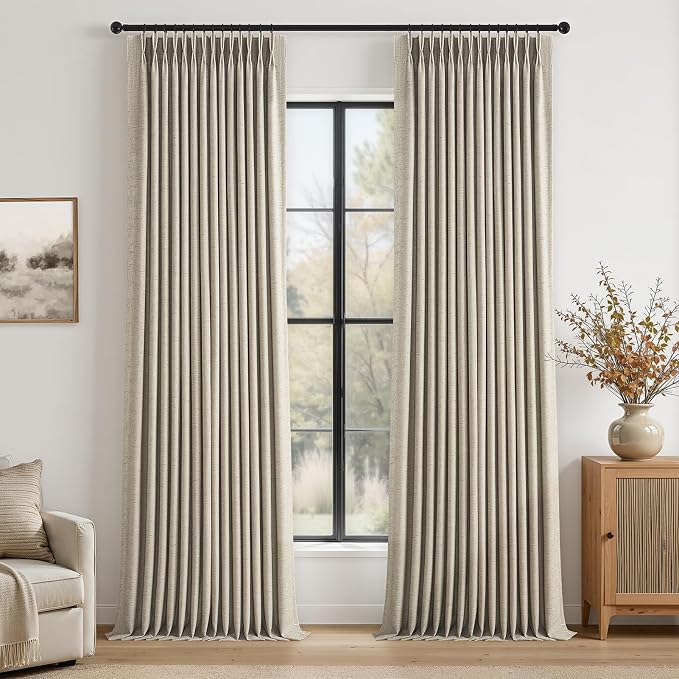 Topfinel Burlywood 100 Inches Long Linen Curtains by Topfinel