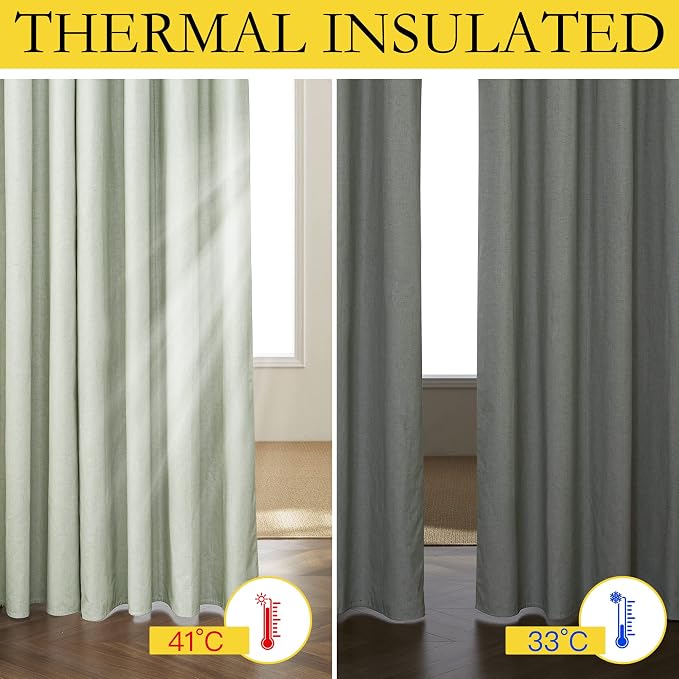 NICETOWN Extra Long Linen 100% Blackout Curtains 120" Length 2 Panels Set - Image 3