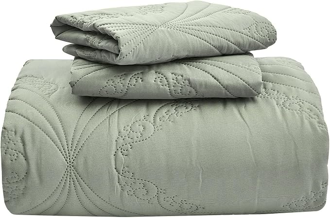 Kingnex Oversized King Bedspreads 128x120 Ultrasonic Quilted Sage | Extra Wide - Image 6