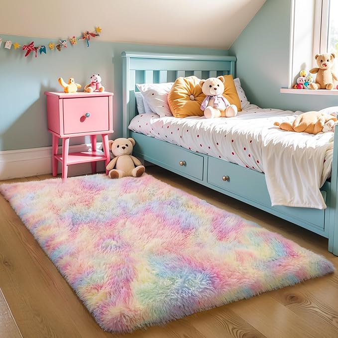 KICHOWUA 5x8 Thick Rainbow Unicorn Fluffy Shag Rug - Image 6
