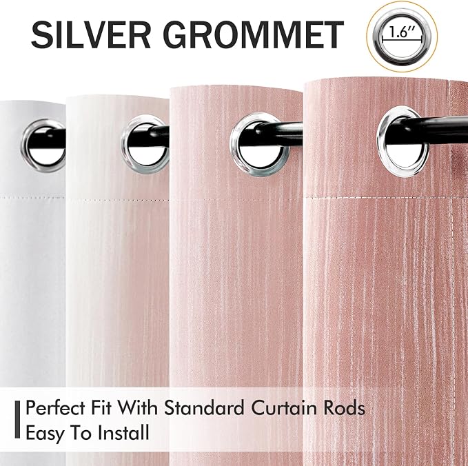 MIULEE Pink and Greyish White Ombre Blackout Curtains 52Wx84L Set of 2 | Full - Image 5