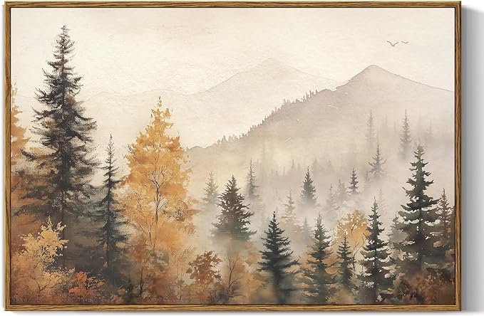 InSimSea Fall Forest Large Wall Art Decor, Trees Autumn Mountains, 16x24in | by InSimSeaArt