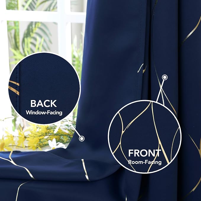 Deconovo Curtains for Living Room, Pattern Blackout Curtains 84 Inches Long | - Image 5