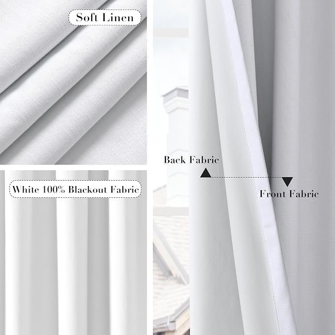 Joywell 100% Blackout Linen Curtains 80 Inches Long - Image 5