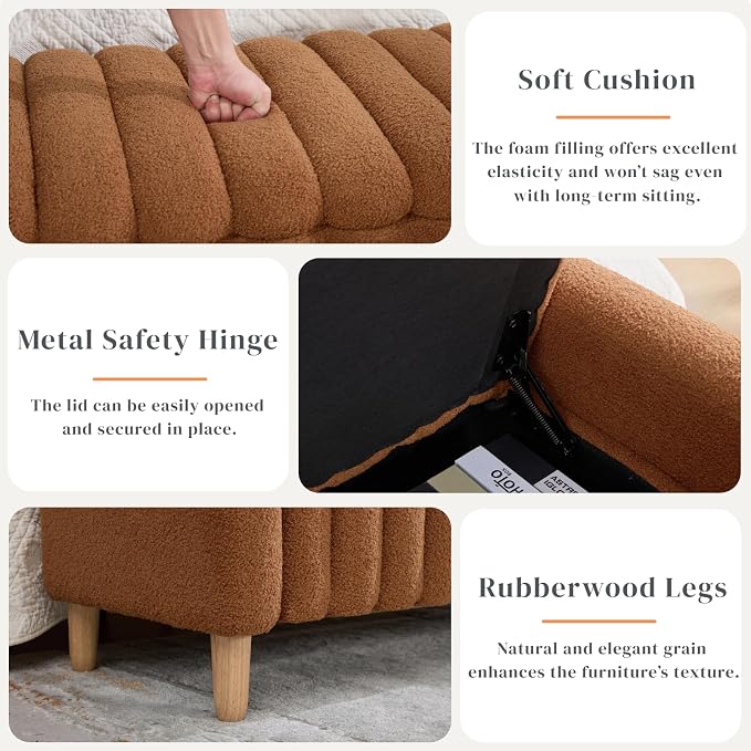 Aoiy & Wifon 63.4" W Large Storage Ottoman Bench, King Size End of Bed Storage - Image 4